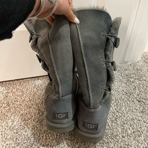 Gray Uggs Bailey Suede Button